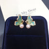 Enamel Half Wing Butterfly Natural Freshwater Pearl Jewelry Set Pendant Earrings Ring