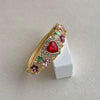 Enamel Heartshaped Wide Bangle Bracelet With Hollow Out Details And Plated Finish Fashion Jewelry