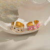 Enamel Oil Dripping Devil's Eye Ring For Girls Geometric Style Stainless Steel Electroplating Hand Jewelry