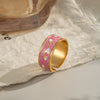 Enamel Oil Dripping Devil's Eye Ring For Girls Geometric Style Stainless Steel Electroplating Hand Jewelry