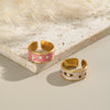 Enamel Oil Dripping Devil's Eye Ring For Girls Geometric Style Stainless Steel Electroplating Hand Jewelry