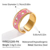 Enamel Oil Dripping Devil's Eye Ring For Girls Geometric Style Stainless Steel Electroplating Hand Jewelry