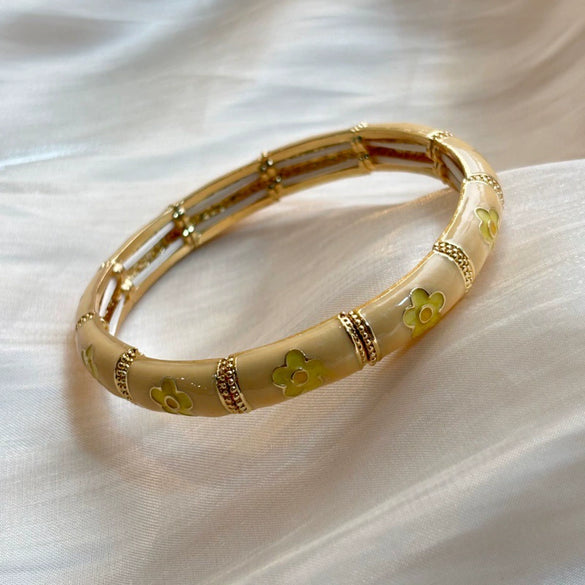 Enamel Retro Patchwork Bracelet With Plated Finish Simple And Versatile Fashion Jewelry Accessory