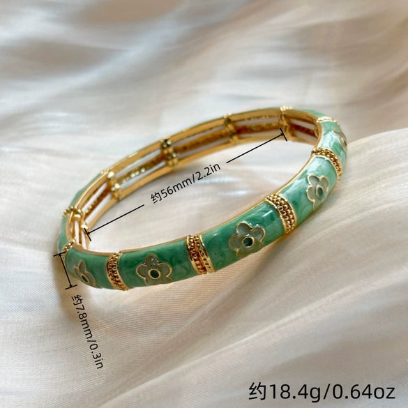 Enamel Retro Patchwork Bracelet With Plated Finish Simple And Versatile Fashion Jewelry Accessory