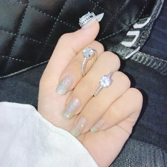 Engagement Diamond Ring Copper Plated Platinum Geometric Style Jewelry For Women