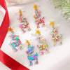 Engraved Acrylic Deer And Star Christmas Earrings For Women Animal Inspired Holiday Jewelry