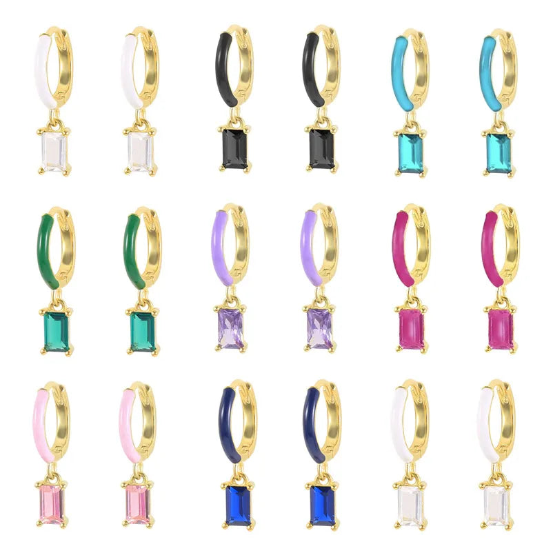 Epoxy Diamond Eardrop Earring Fashion Colorful Ear Clips