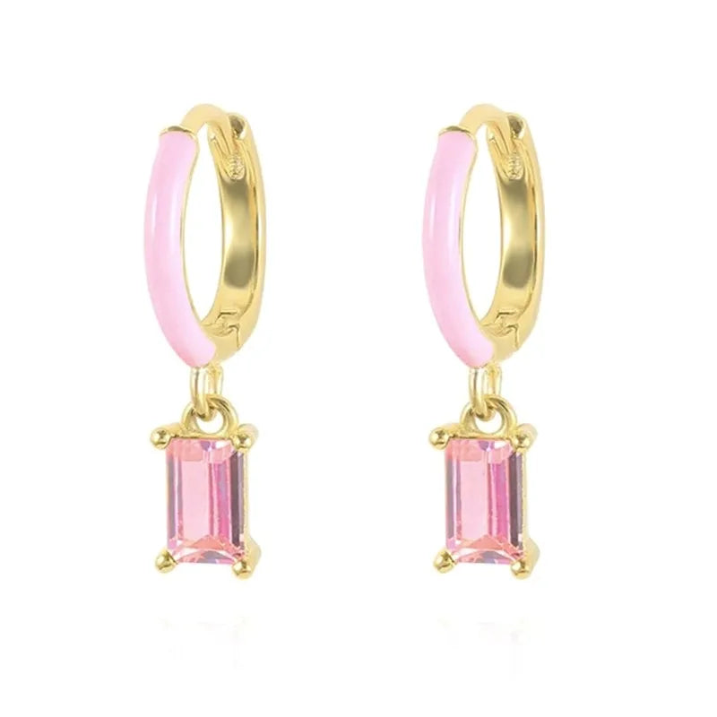 Epoxy Diamond Eardrop Earring Fashion Colorful Ear Clips