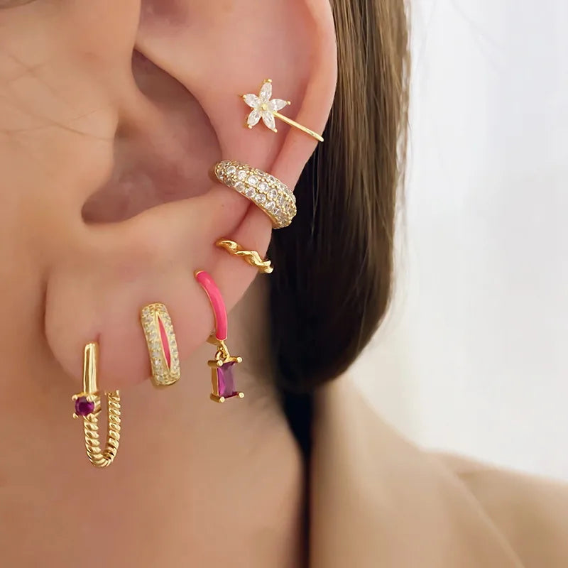 Epoxy Diamond Eardrop Earring Fashion Colorful Ear Clips