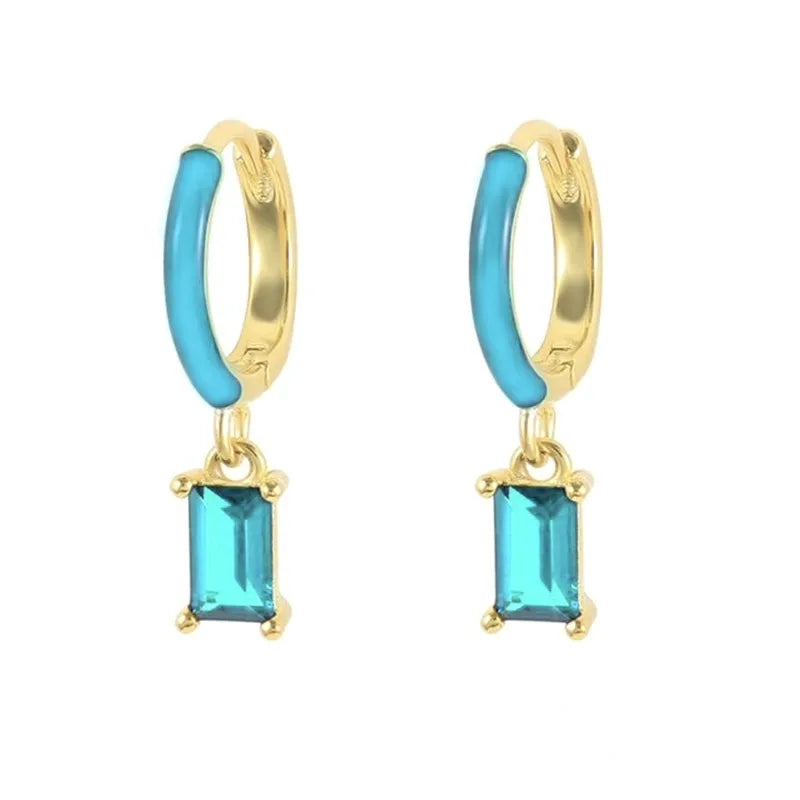 Epoxy Diamond Eardrop Earring Fashion Colorful Ear Clips