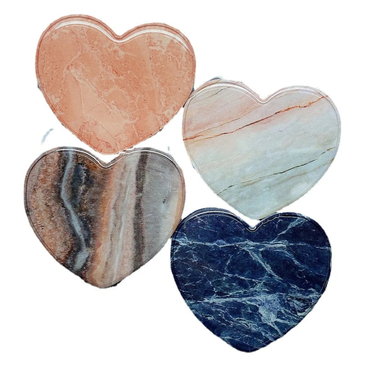 Epoxy Marble Pattern Telescopic Solid Color Heart-Shaped Mobile Phone Bracket