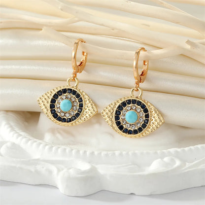 Ethnic Point Rhinestone Sun Retro Devil'S Eye Pendant Earring