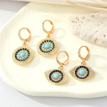 Ethnic Point Rhinestone Sun Retro Devil'S Eye Pendant Earring