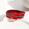 Ethnic Style Bohemian Classic Style Geometric Oval Pu Leather Gravel Inlay Zircon Women'S Bangle