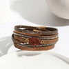 Ethnic Style Bohemian Classic Style Geometric Oval Pu Leather Gravel Inlay Zircon Women'S Bangle