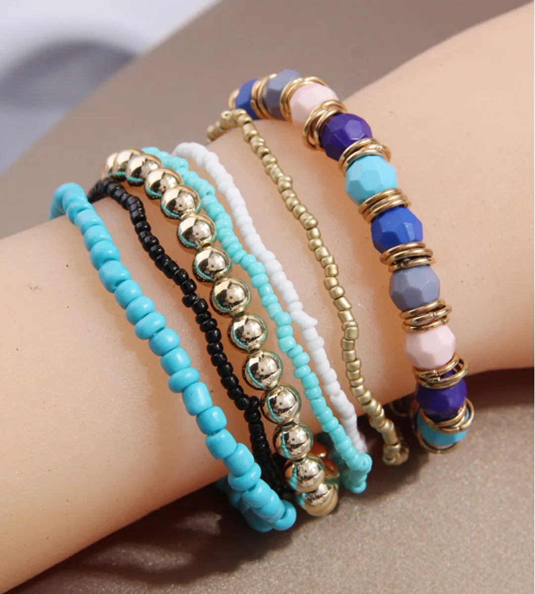 Ethnic Style Bohemian Color Block Seed Bead Beaded Women'S Bracelets