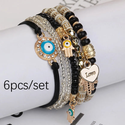 Ethnic Style Bohemian Devil'S Eye Heart Shape Glass Glass Women'S Bracelets