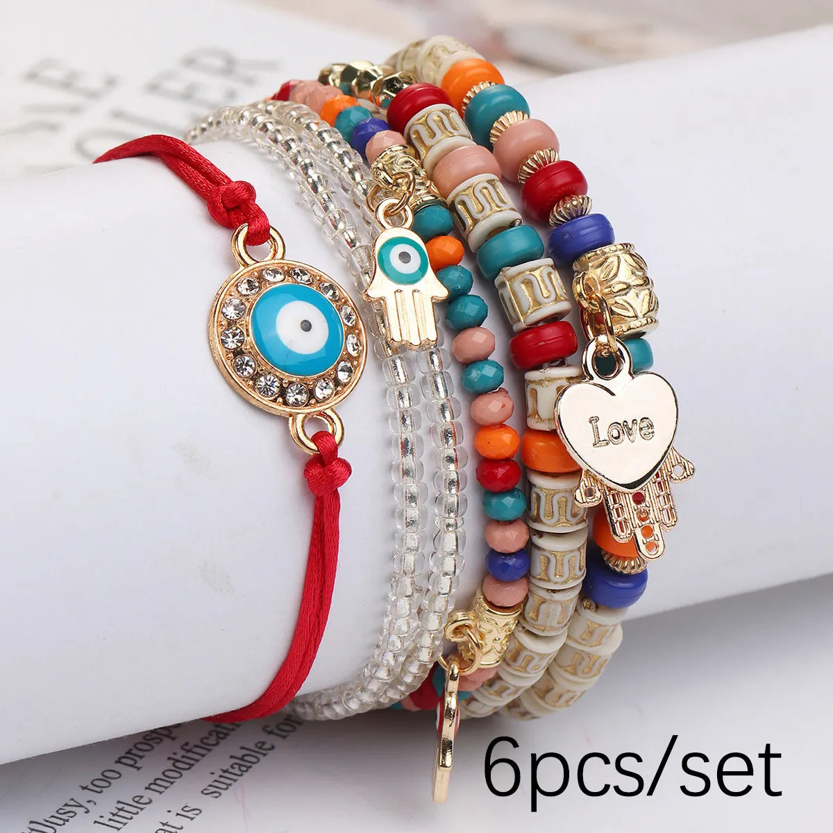 Ethnic Style Bohemian Devil'S Eye Heart Shape Glass Glass Women'S Bracelets