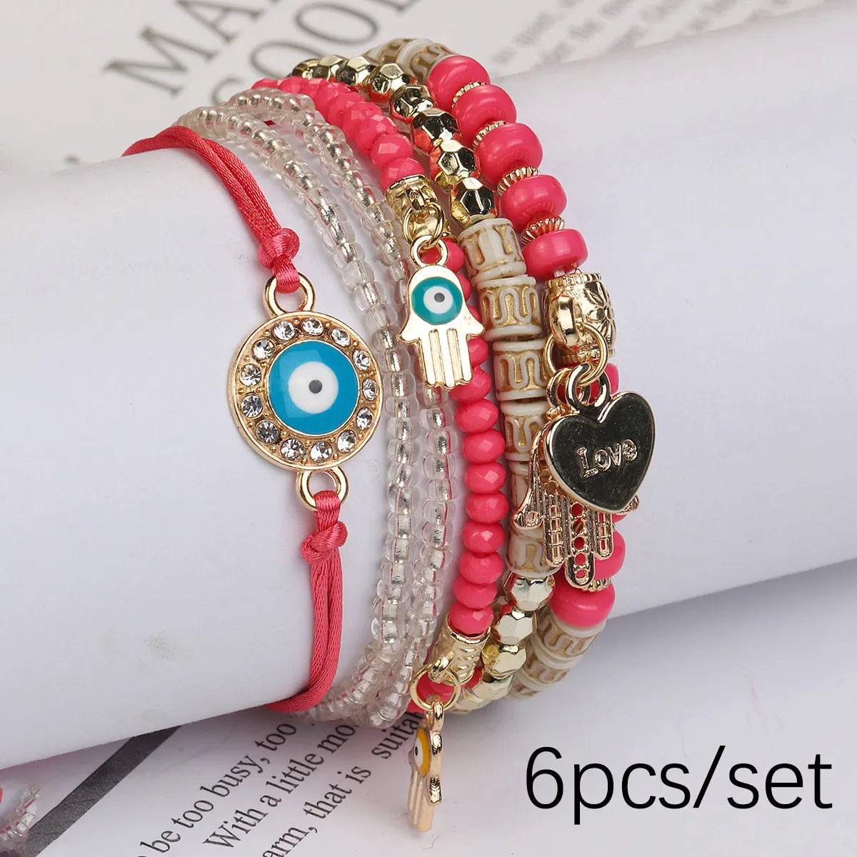 Ethnic Style Bohemian Devil'S Eye Heart Shape Glass Glass Women'S Bracelets