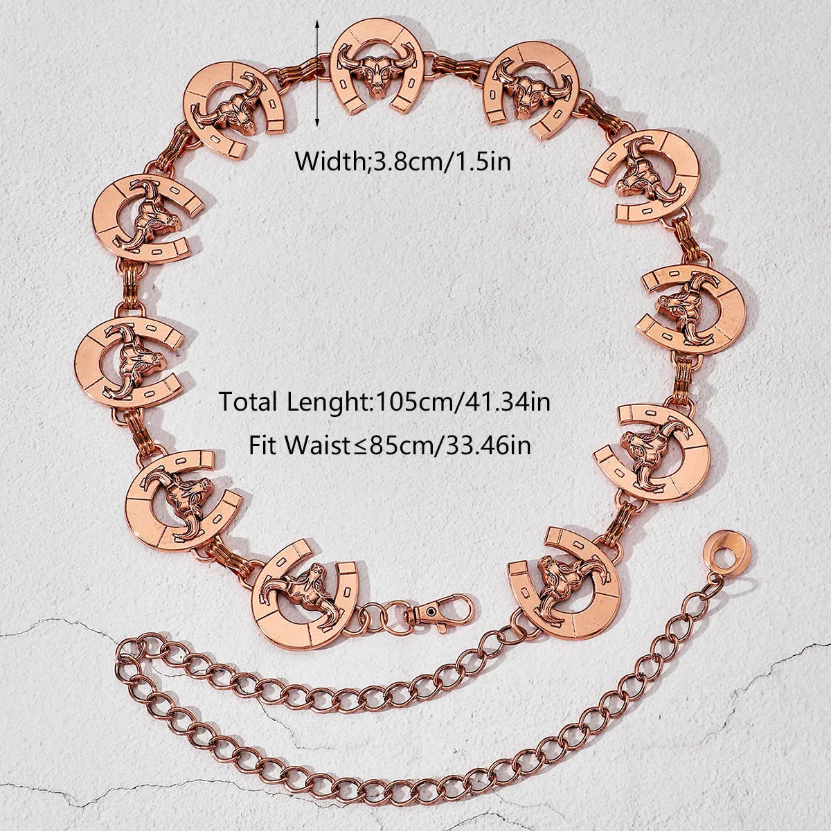 Ethnic Style Bohemian Modern Style U Shape Cattle Zinc Alloy Rose Gold Plated Silver Plated Women'S Waist Chain