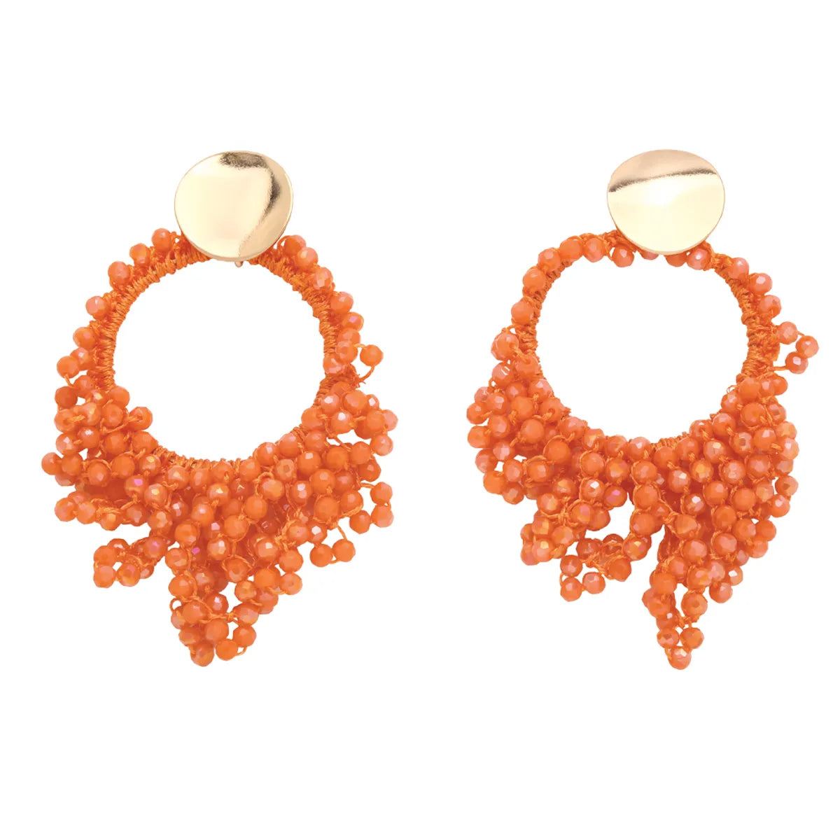 1 Pair Ethnic Style Bohemian Round Beaded Plating Braid Resin Copper 18k Gold Plated Drop Earrings