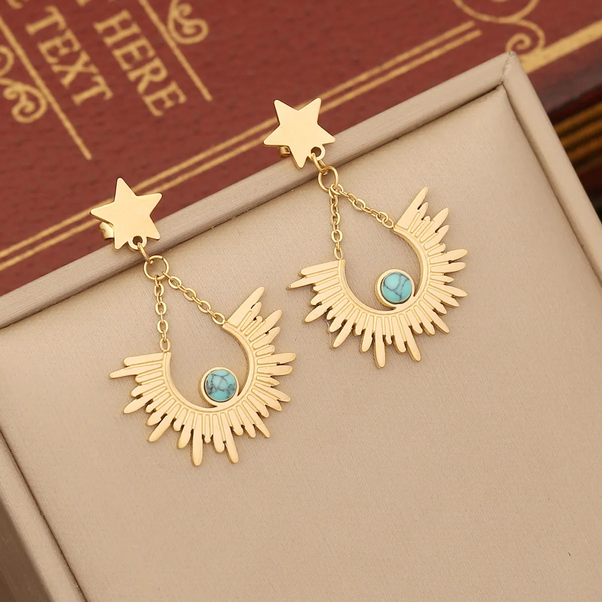 Wholesale Ethnic Style Bohemian Star Stainless Steel Layered Plating Inlay Turquoise Bracelets Earrings Necklace