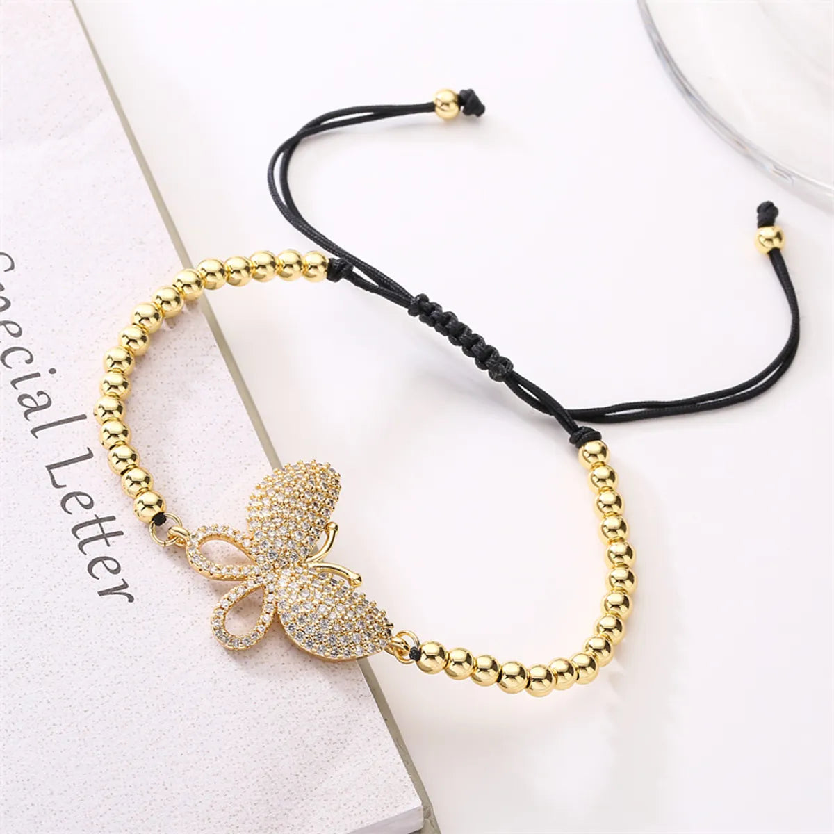 Ethnic Style Butterfly Rope Copper Zircon Bracelets In Bulk