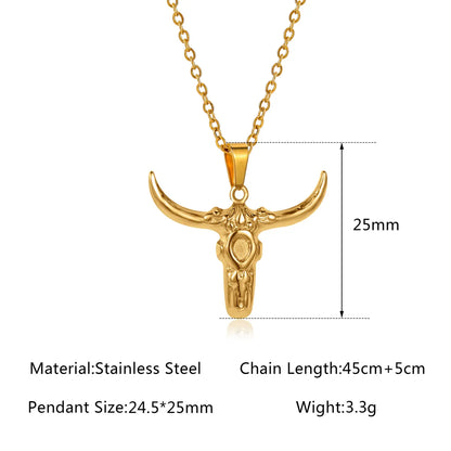 Ethnic Style Cattle Stainless Steel Plating Necklace 1 Piece