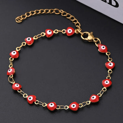 Ethnic Style Classic Style Artistic Devil'S Eye Heart Shape Simple 304 Stainless Steel 18K Gold Plated Bracelets In Bulk