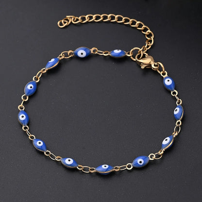 Ethnic Style Classic Style Artistic Devil'S Eye Oval Simple 304 Stainless Steel 18K Gold Plated Bracelets In Bulk