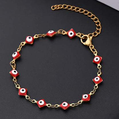 Ethnic Style Classic Style Artistic Devil'S Eye Square Simple 304 Stainless Steel 18K Gold Plated Bracelets In Bulk