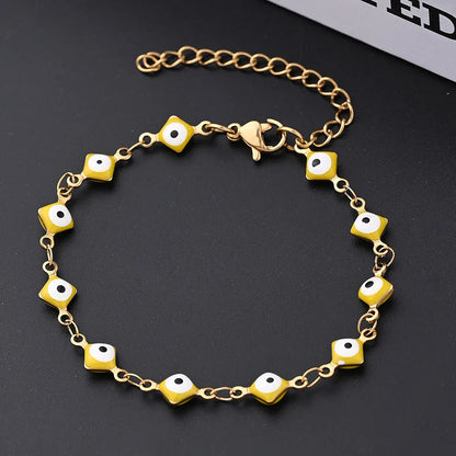 Ethnic Style Classic Style Artistic Devil'S Eye Square Simple 304 Stainless Steel 18K Gold Plated Bracelets In Bulk