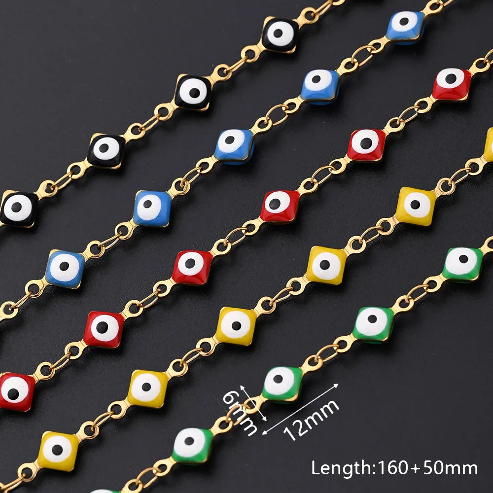 Ethnic Style Classic Style Artistic Devil'S Eye Square Simple 304 Stainless Steel 18K Gold Plated Bracelets In Bulk