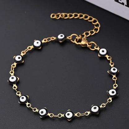 Ethnic Style Classic Style Artistic Devil'S Eye Square Simple 304 Stainless Steel 18K Gold Plated Bracelets In Bulk