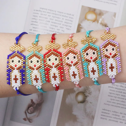 Ethnic Style Classic Style IG Style Virgin Mary Maria Glass Rope Wholesale Drawstring Bracelets