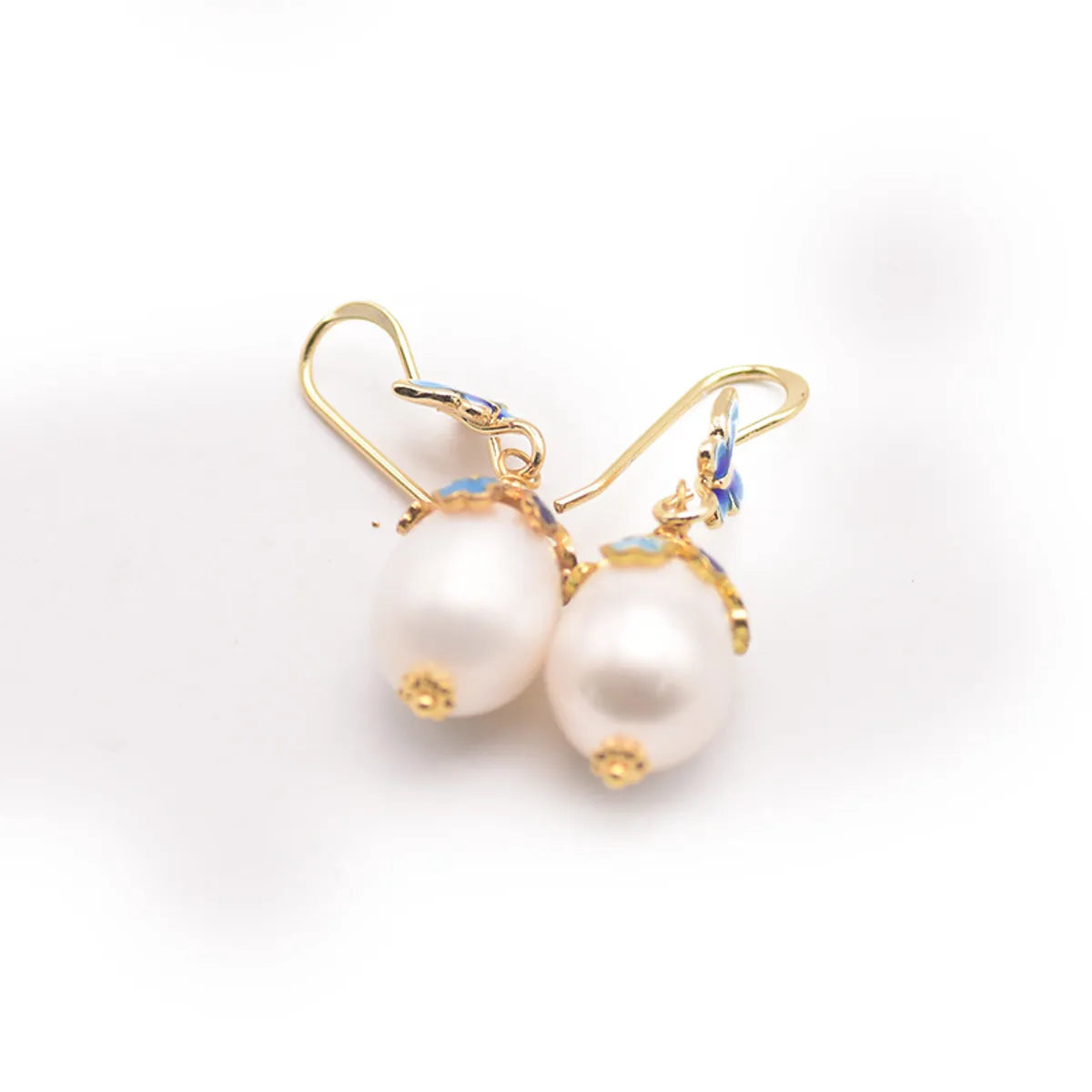 Ethnic Style Clouds Flower Butterfly Pearl Copper Drop Earrings 1 Pair