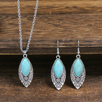 Ethnic Style Color Block Alloy Inlay Turquoise Women'S Jewelry Set