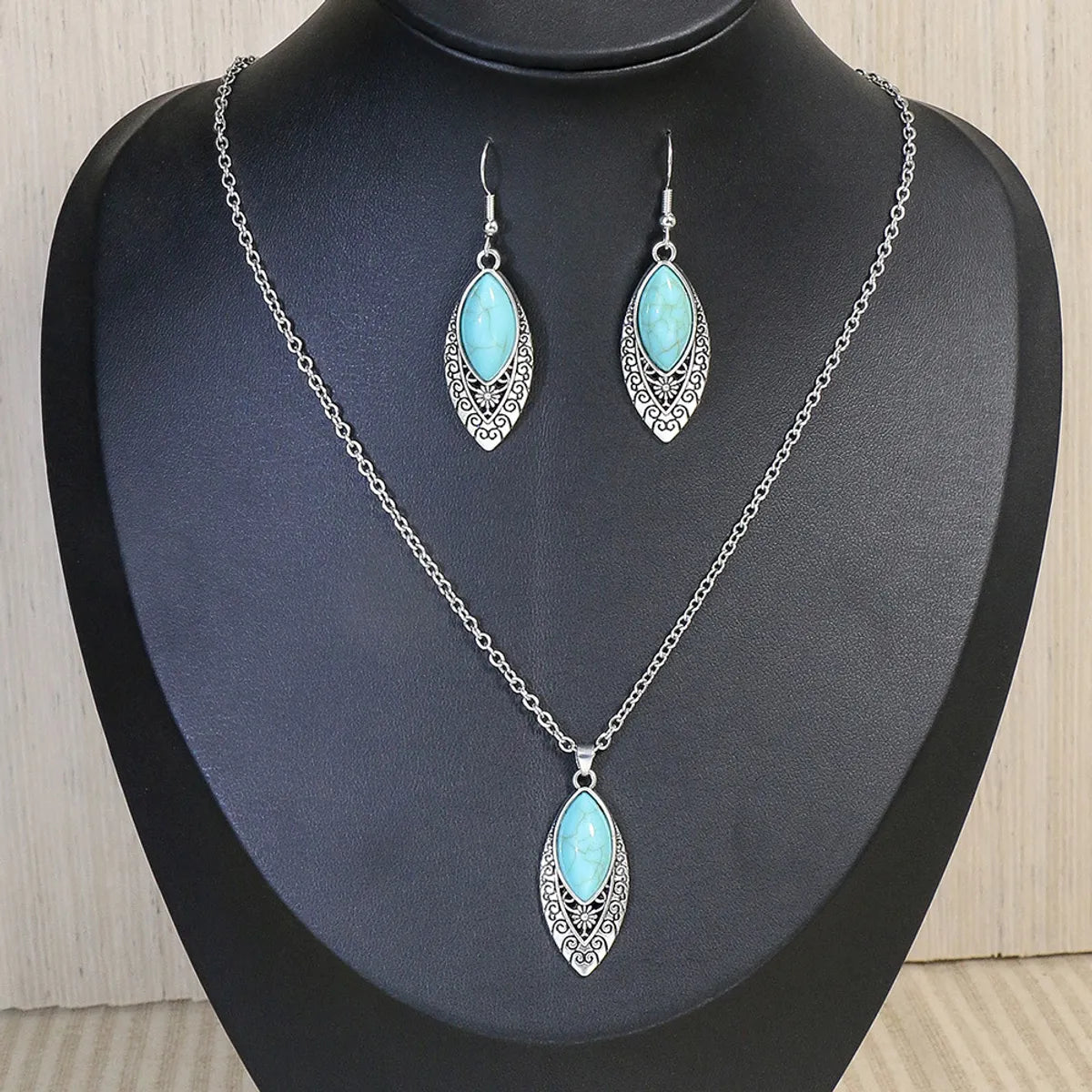 Ethnic Style Color Block Alloy Inlay Turquoise Women'S Jewelry Set