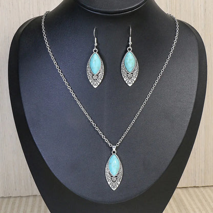 Ethnic Style Color Block Alloy Inlay Turquoise Women'S Jewelry Set