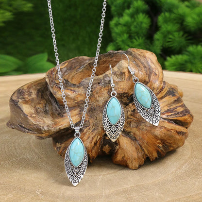 Ethnic Style Color Block Alloy Inlay Turquoise Women'S Jewelry Set