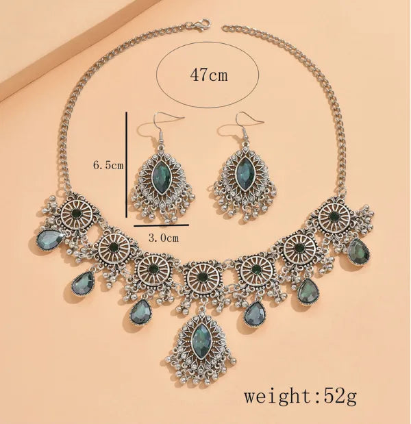 Ethnic Style Color Block Water Droplets Alloy Plating Inlay Resin Women'S Jewelry Set