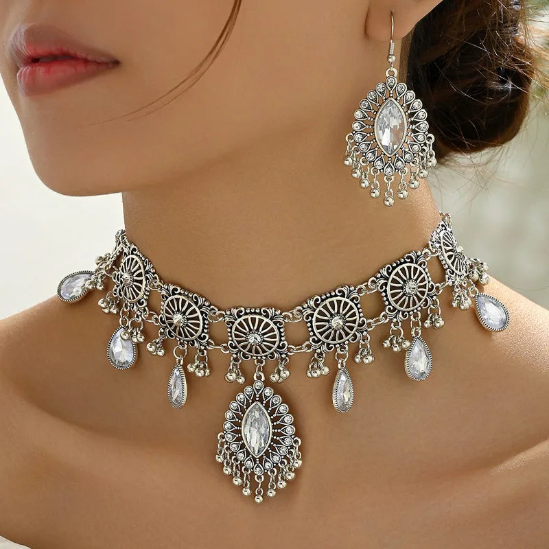 Ethnic Style Color Block Water Droplets Alloy Plating Inlay Resin Women'S Jewelry Set