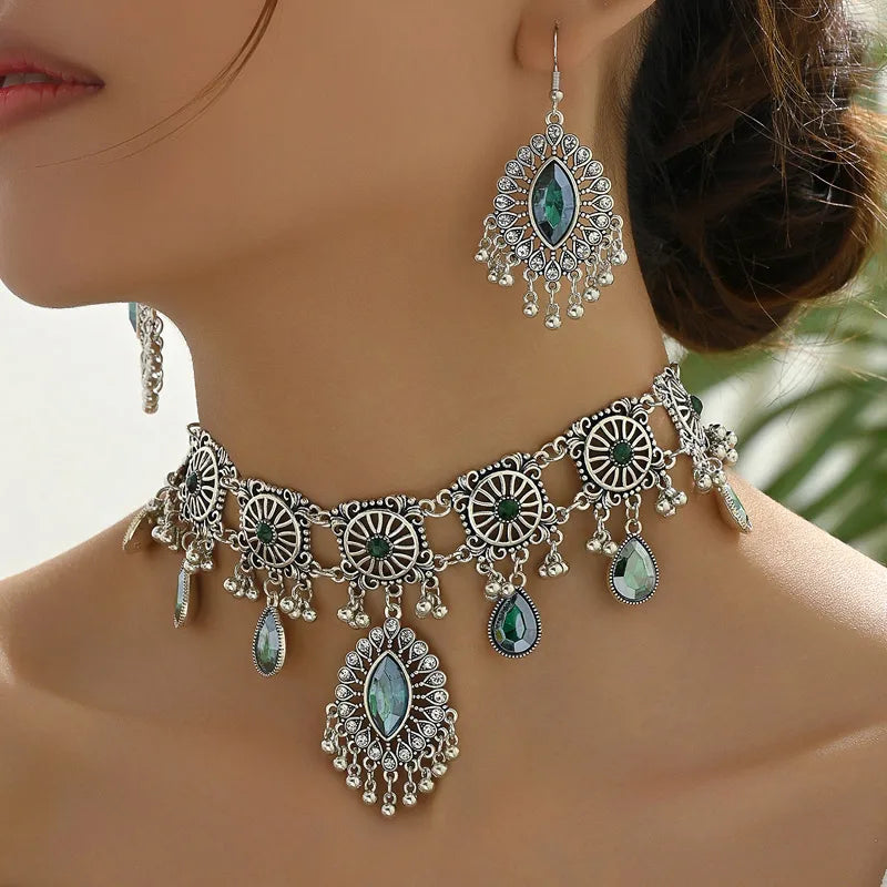 Ethnic Style Color Block Water Droplets Alloy Plating Inlay Resin Women'S Jewelry Set