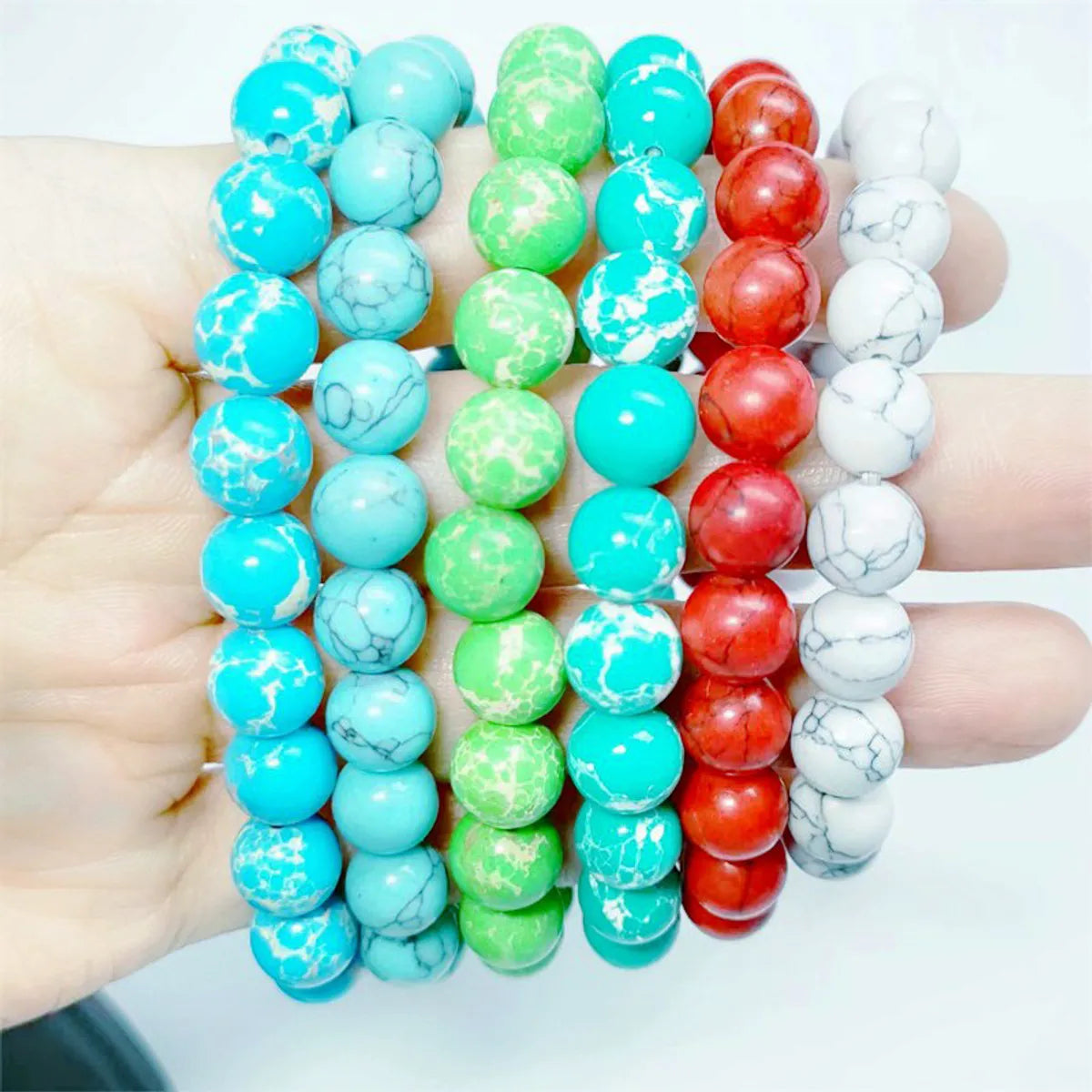 Ethnic Style Crack Turquoise Glass Beaded Bracelets