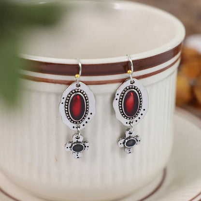 Ethnic Style Cross Oval Alloy Inlay Artificial Crystal Women's Drop Earrings