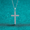 Ethnic Style Cross Sterling Silver Moissanite Pendant Necklace In Bulk