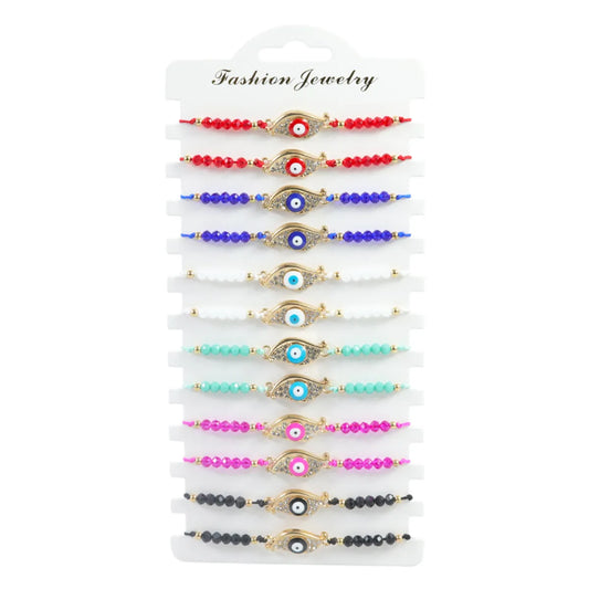 Ethnic Style Devil's Eye Alloy Inlay Rhinestones Unisex Drawstring Bracelets