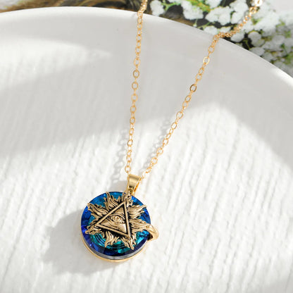 Ethnic Style Devil'S Eye Alloy Titanium Steel Inlay Crystal Rhinestones Women'S Pendant Necklace