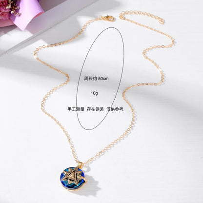 Ethnic Style Devil'S Eye Alloy Titanium Steel Inlay Crystal Rhinestones Women'S Pendant Necklace