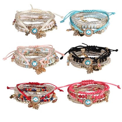 Ethnic Style Devil's Eye Beaded Alloy Inlay Rhinestones Women's Bracelets